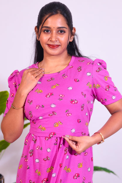 BHADRA3 - ZIPLESS FEEDING MATERNITY WEAR  PUFF SLEEVE