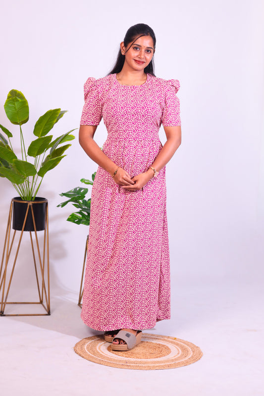 BHADRA4 - ZIPLESS FEEDING MATERNITY WEAR  PUFF SLEEVE