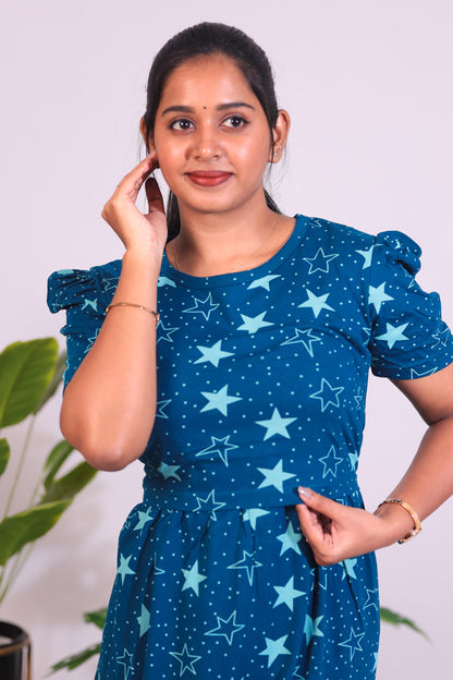 BHADRA7 - ZIPLESS FEEDING MATERNITY WEAR  PUFF SLEEVE