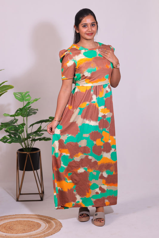 BHADRA14 - ZIPLESS FEEDING MATERNITY WEAR  PUFF SLEEVE