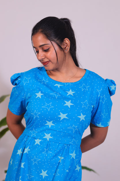 KUVERA16 - ZIPLESS FEEDING MATERNITY WEAR  PUFF SLEEVE