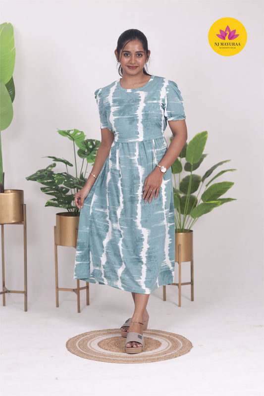 RATNESH 2 -zipless feeding maternity wear  midi length(47 inch length)