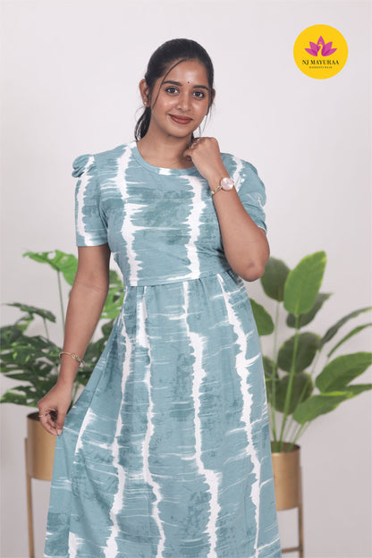 RATNESH 2 -zipless feeding maternity wear  midi length(47 inch length)