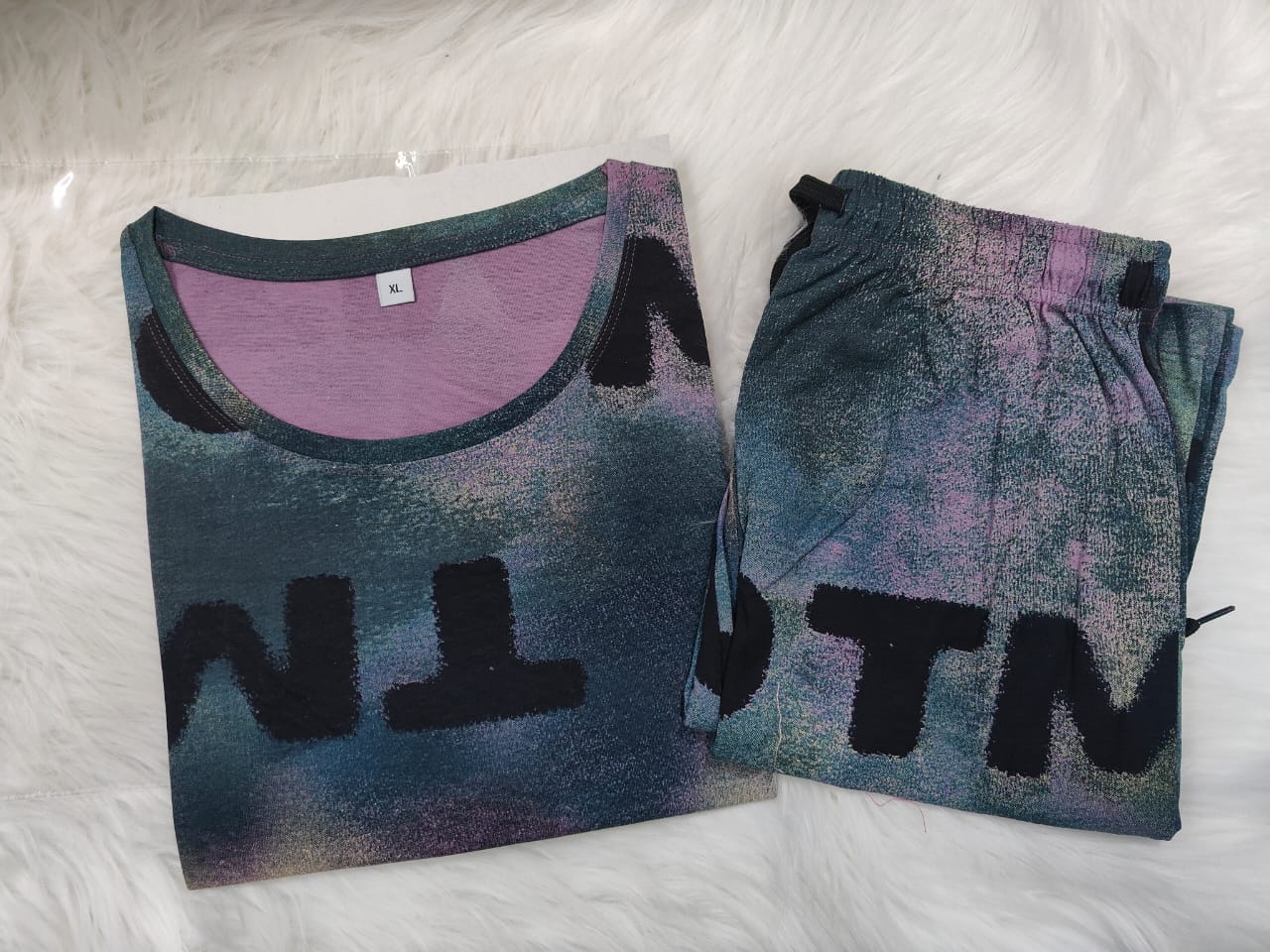 Printed - LADIES LOUNGE NIGHT WEAR SET WITH ROPE AND PACKET