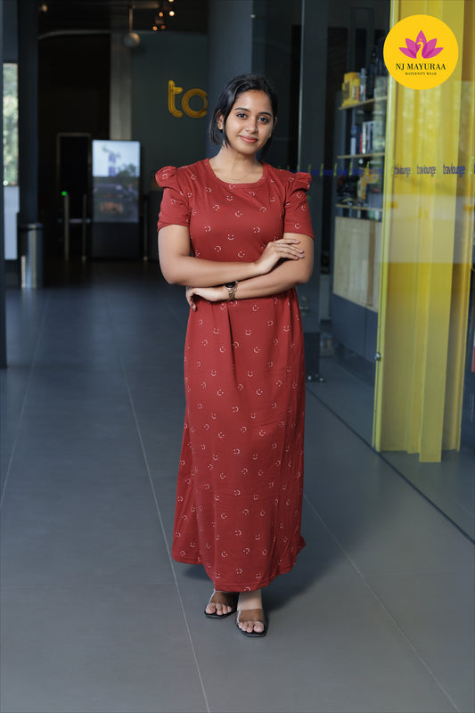 CUTE3 -ZIPLESS MATERNITY WEAR PUFF SLEEVE