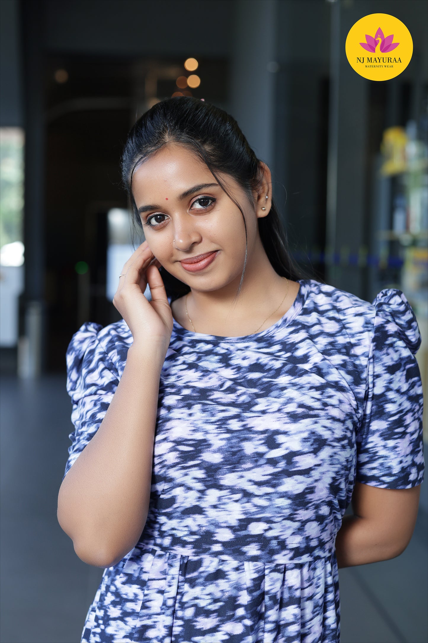 CUTE5 -ZIPLESS MATERNITY WEAR PUFF SLEEVE[SPUN COTTON]