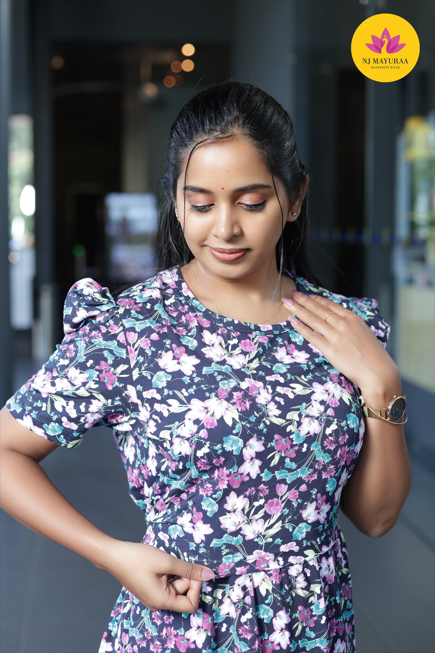 CUTE6 -ZIPLESS MATERNITY WEAR PUFF SLEEVE