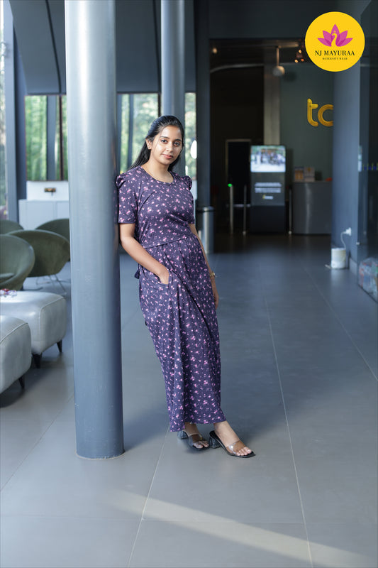 CUTE7 -ZIPLESS MATERNITY WEAR PUFF SLEEVE