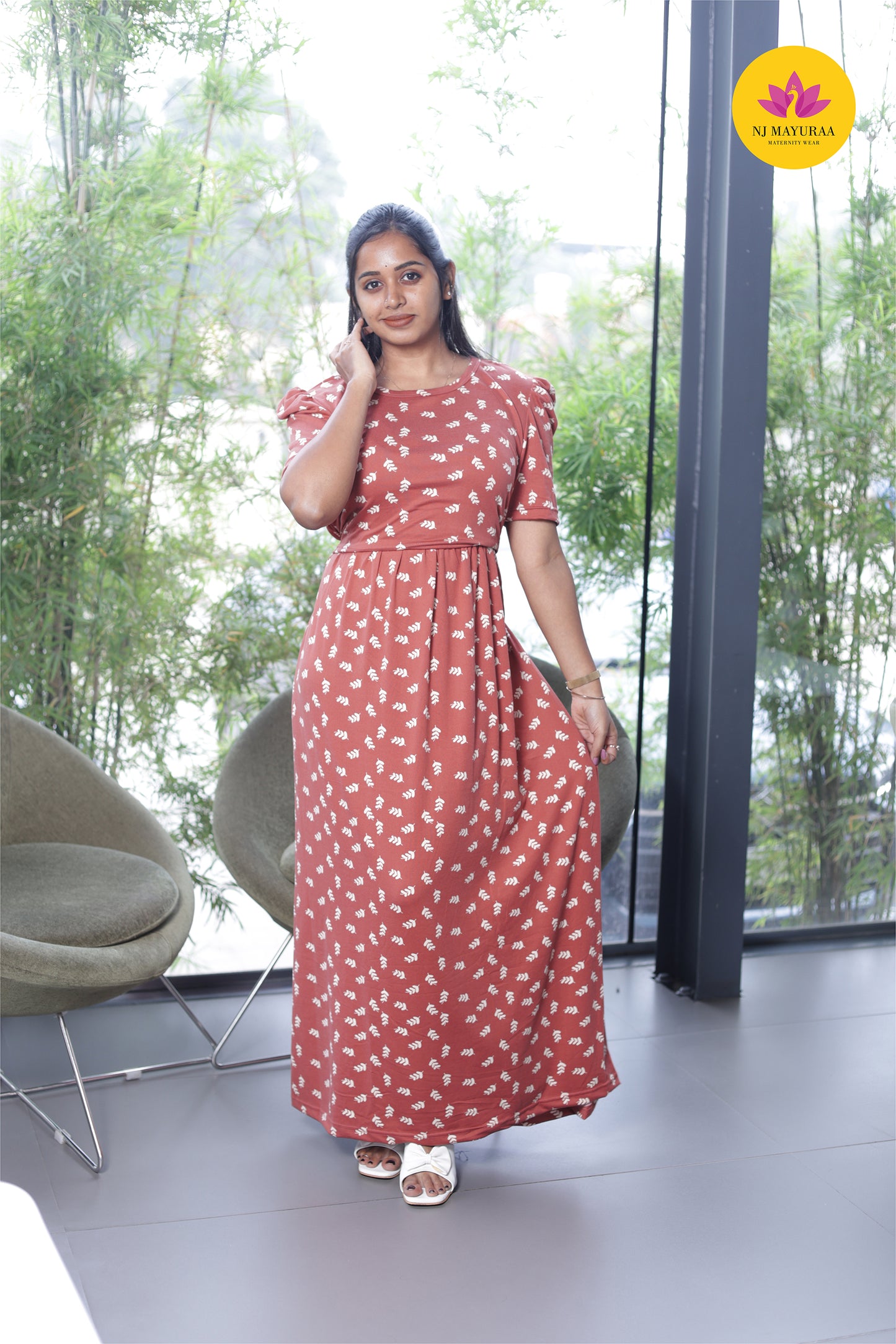 LOTUS 10 -ZIPLESS MATERNITY WEAR PUFF SLEEVE ( spun cotton)