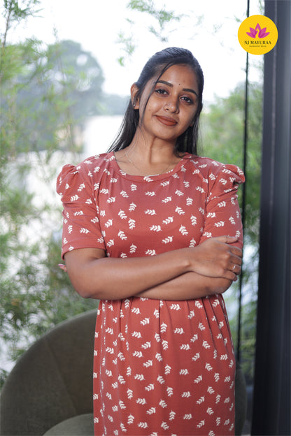 LOTUS 10 -ZIPLESS MATERNITY WEAR PUFF SLEEVE ( spun cotton)