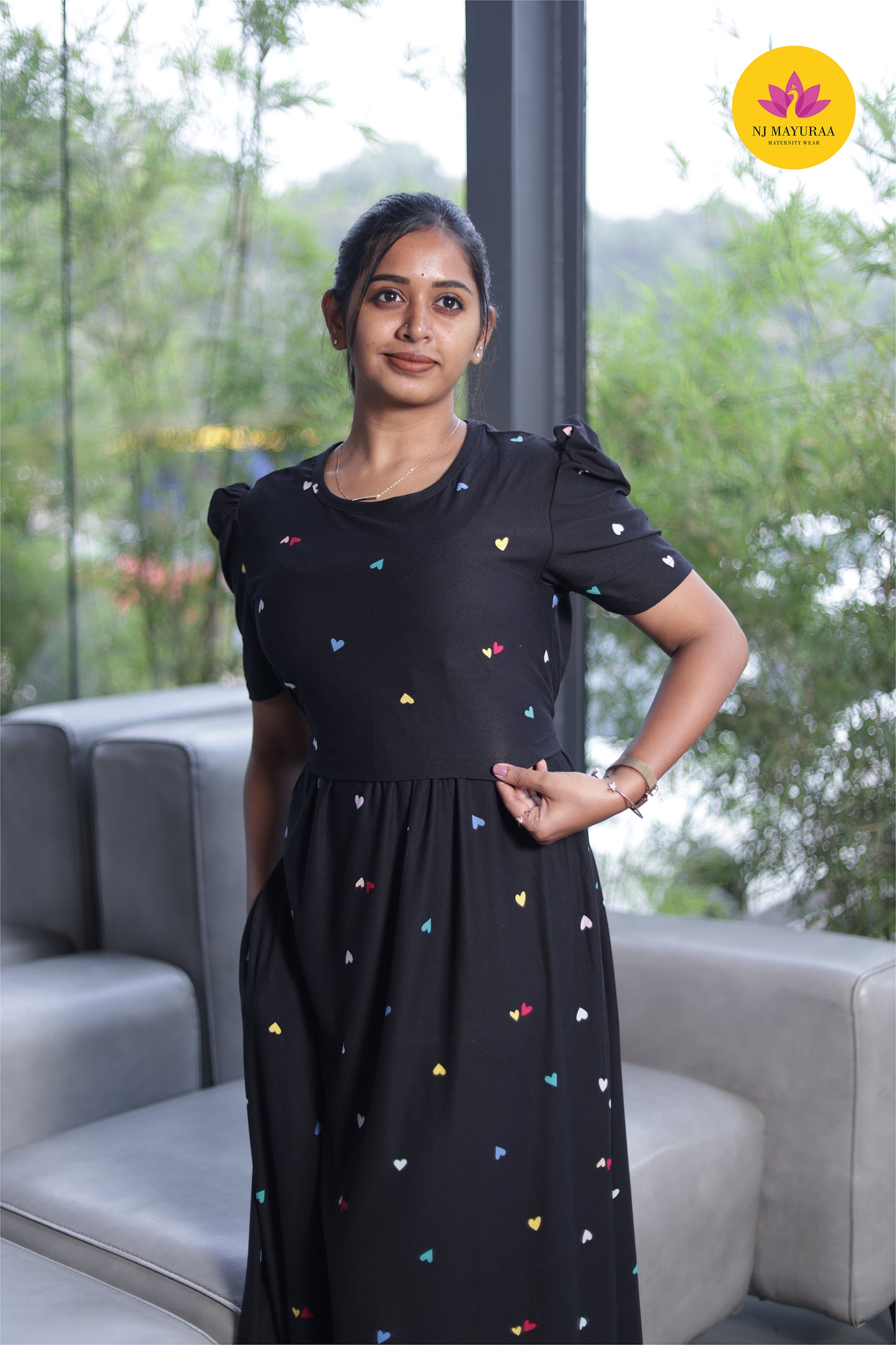 LOTUS 15 -ZIPLESS MATERNITY WEAR PUFF SLEEVE ( poly cotton)