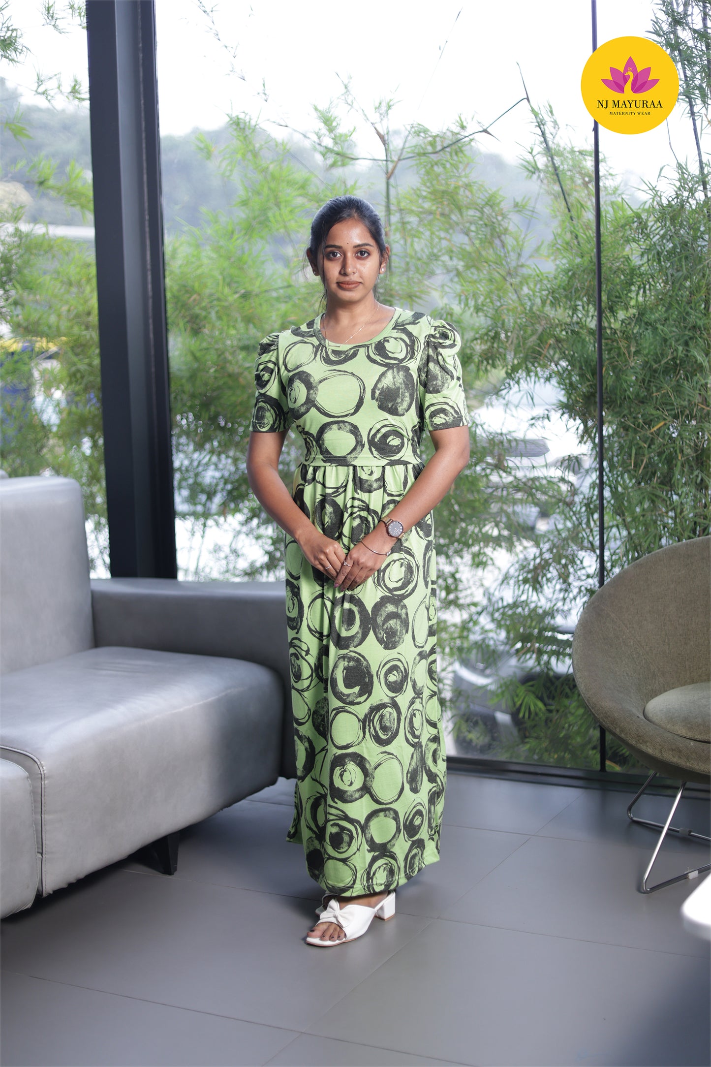 LOTUS 16 -ZIPLESS MATERNITY WEAR PUFF SLEEVE ( polycotton)