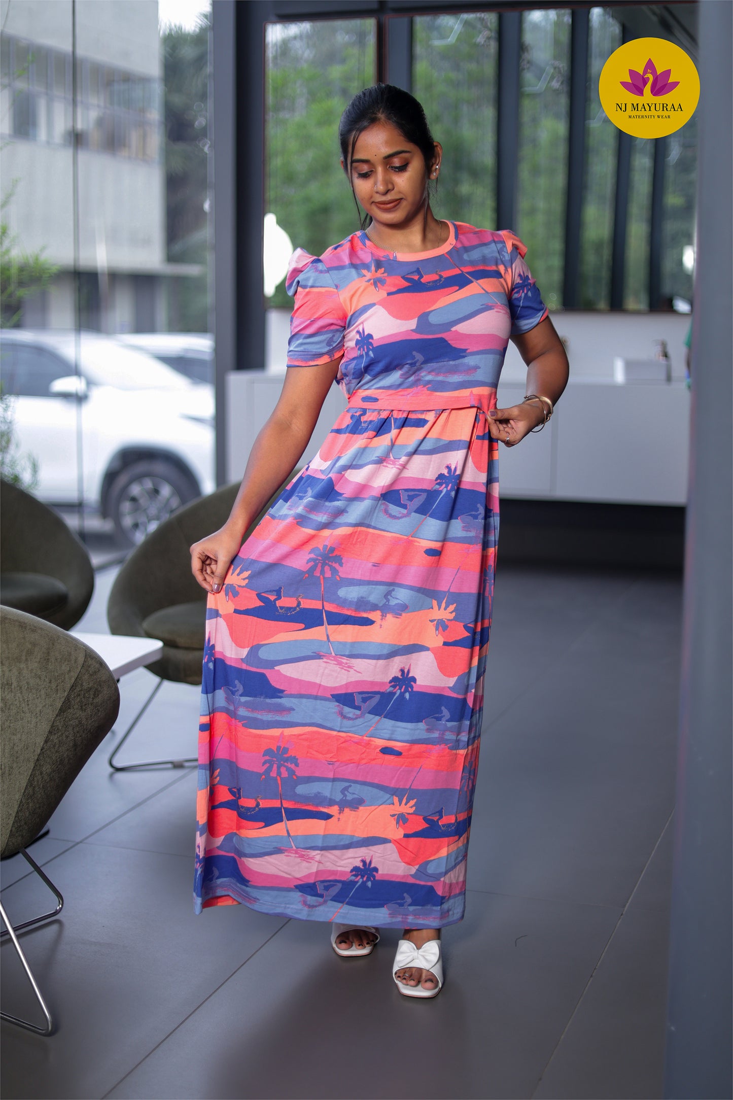 LOTUS 22 -ZIPLESS MATERNITY WEAR PUFF SLEEVE