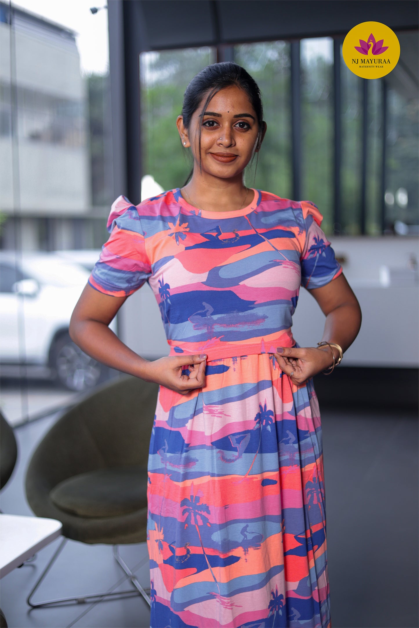 LOTUS 22 -ZIPLESS MATERNITY WEAR PUFF SLEEVE