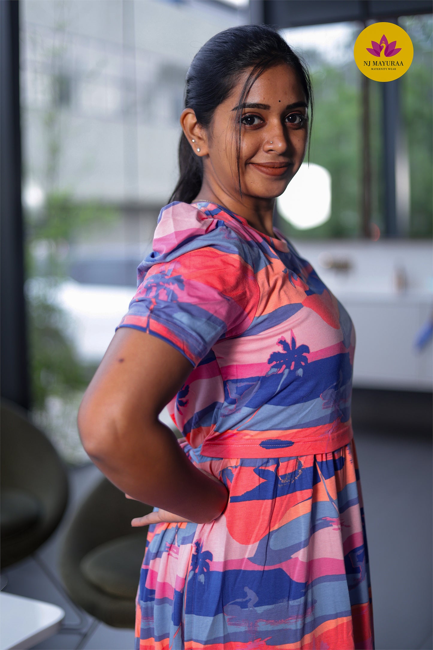 LOTUS 22 -ZIPLESS MATERNITY WEAR PUFF SLEEVE