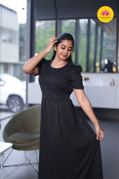 Glitter fabric-ZIPLESS MATERNITY WEAR PUFF SLEEVE