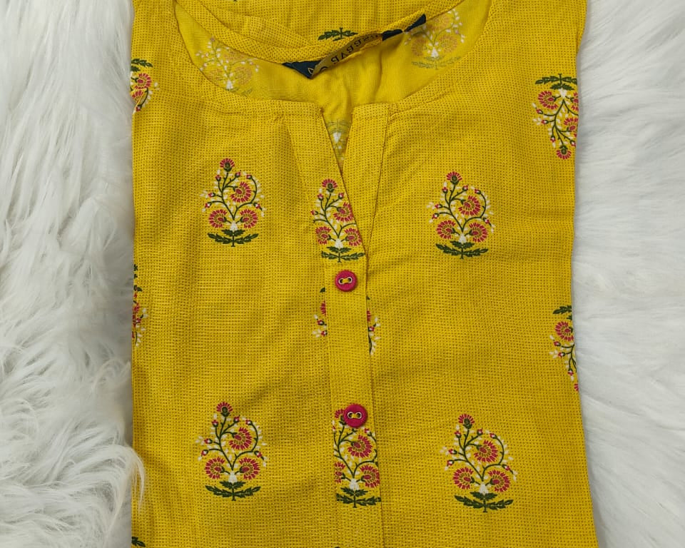 Yellow-Avaasa kurtis Top