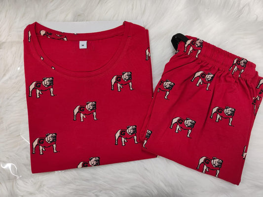 Red - LADIES LOUNGE NIGHT WEAR SET WITH ROPE AND PACKET