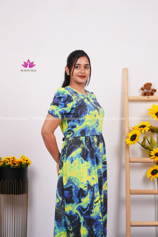 Blue-Zipless feeding maternity wear puff