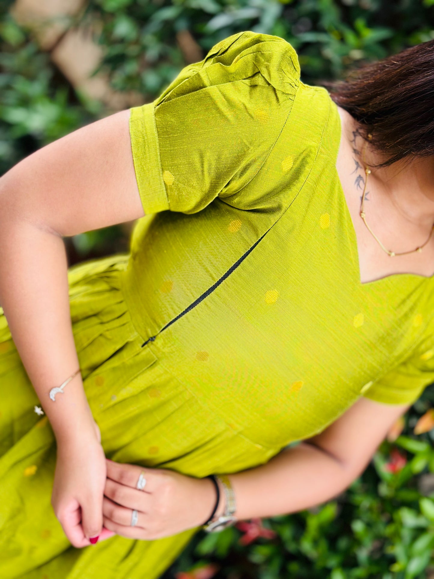 Green - Maternity kurti with lining along Zip