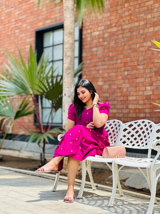 Pink -Maternity kurti with lining along Zip