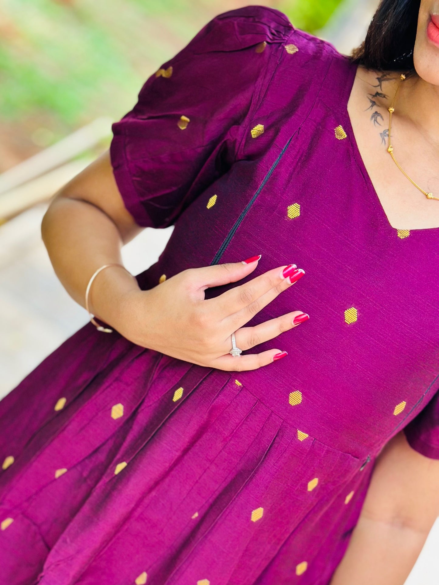 Violet-Maternity kurti with lining along Zip