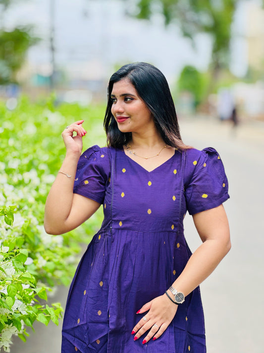 Purple-Maternity kurti with lining along Zip