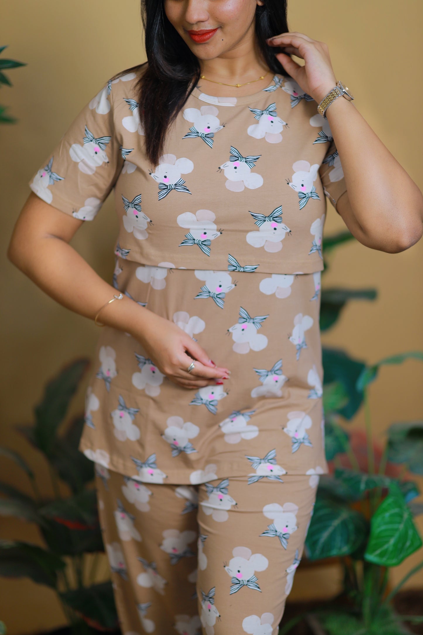 BROWN BIRD- ZIPLESS FEEDING PANT SET