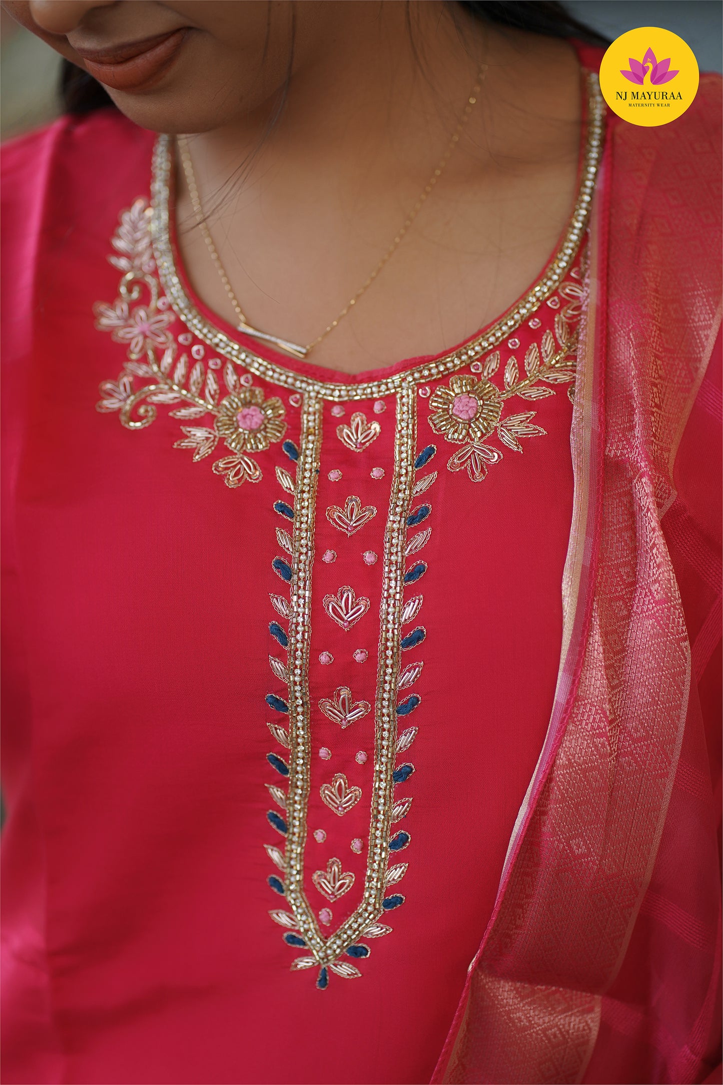 Jaya19-kurti 3pcs set ( top & pant with dupatta) Non feeding