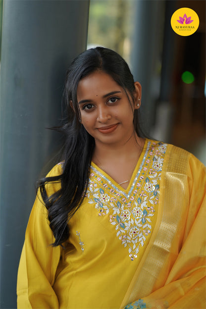 Jaya20-kurti 3pcs set ( Top & pant with dupatta ) Non feeding