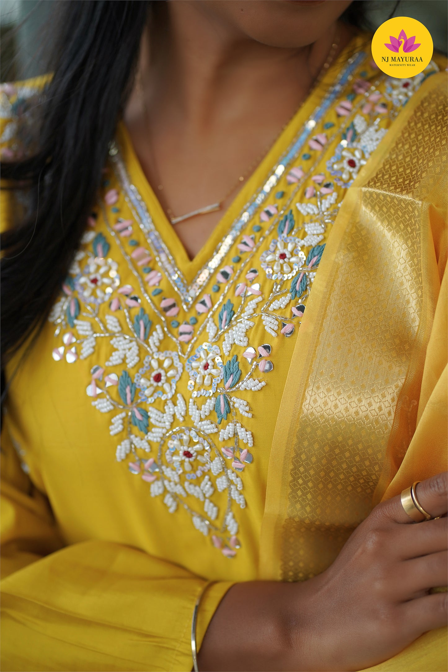 Jaya20-kurti 3pcs set ( Top & pant with dupatta ) Non feeding