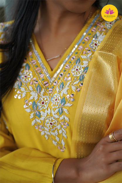 Jaya20-kurti 3pcs set ( Top & pant with dupatta ) Non feeding