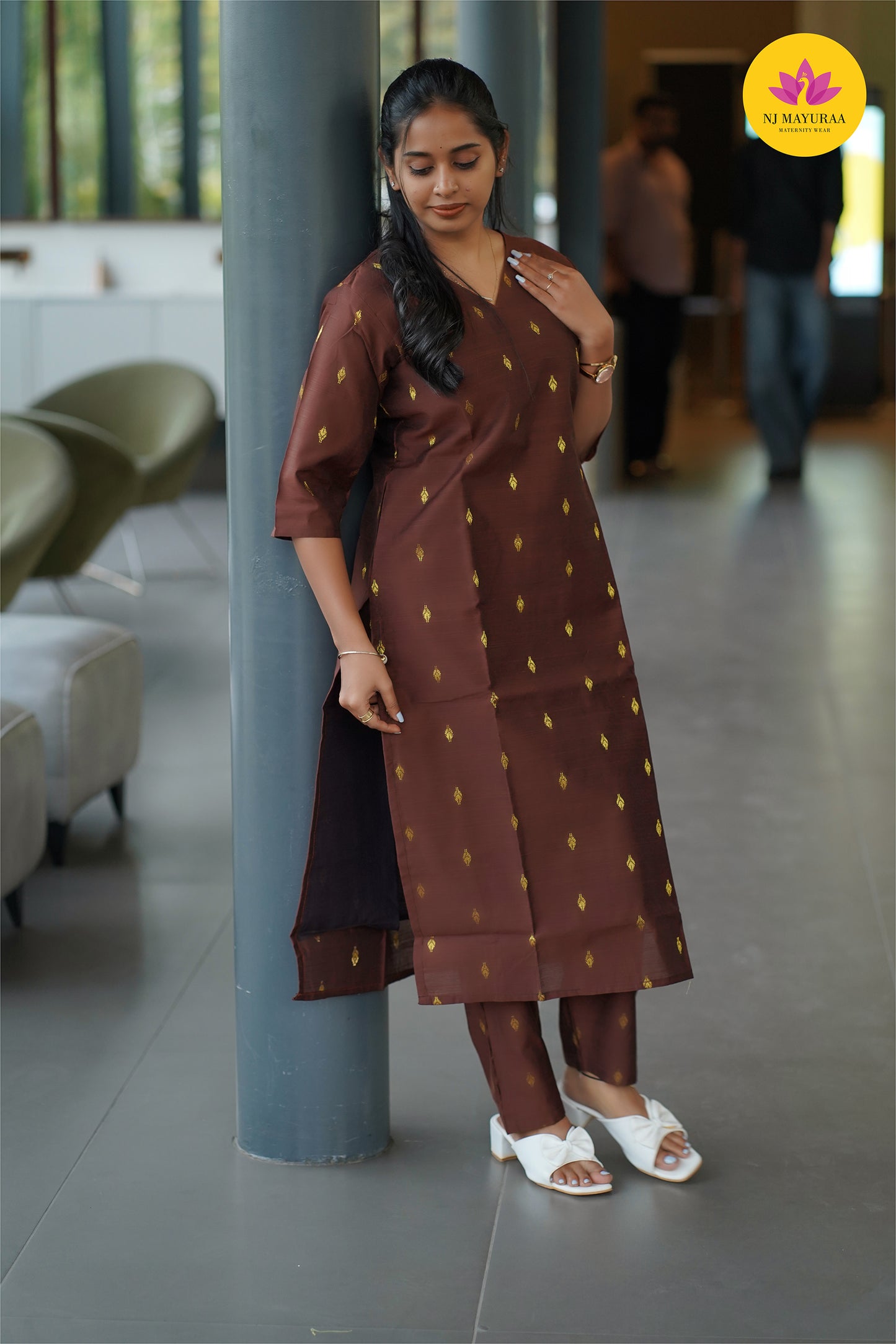 Jaya21-kurti 3pcs set ( top & pant without dupatta) Non feeding