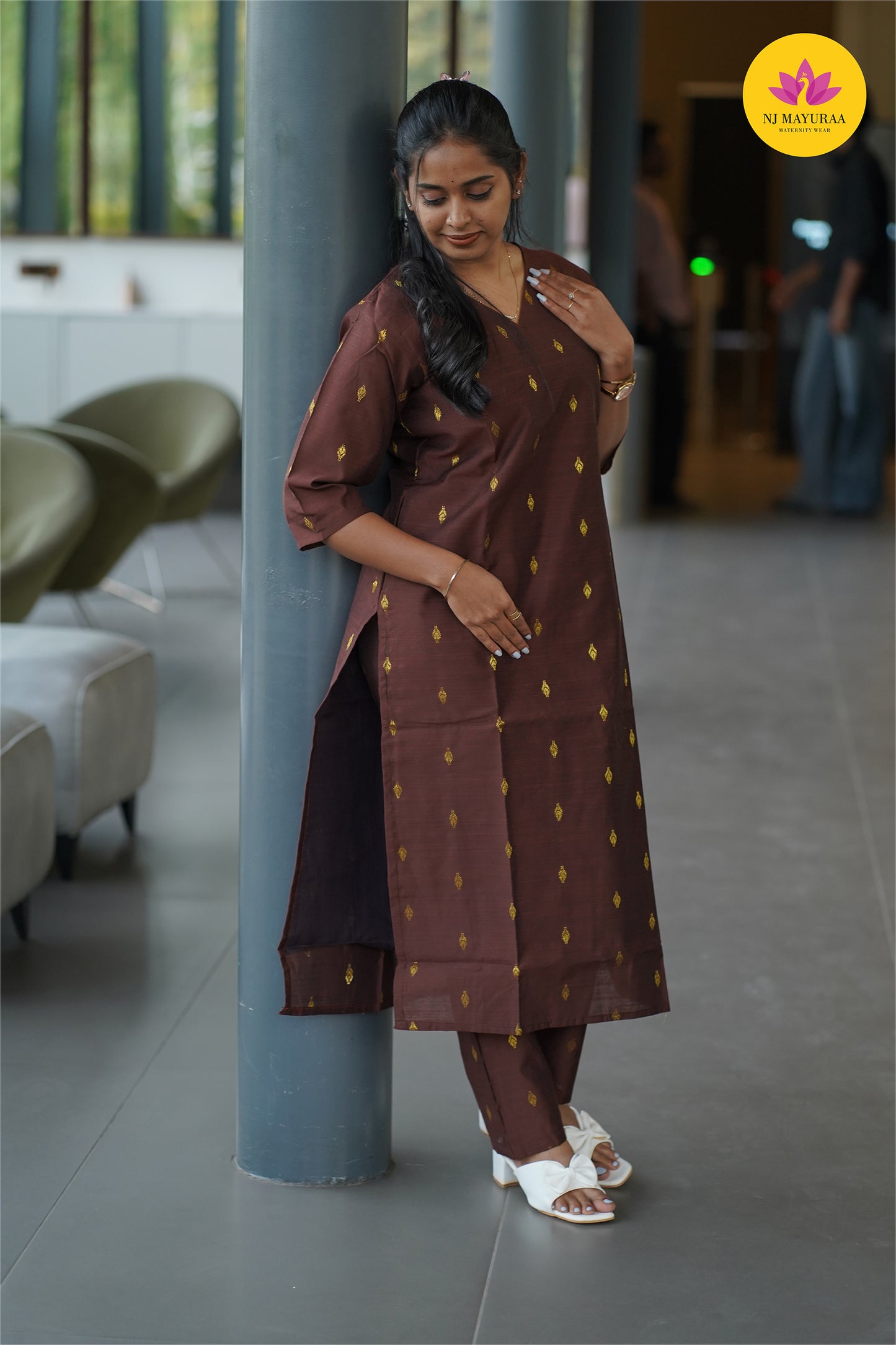 Jaya21-kurti 3pcs set ( top & pant without dupatta) Non feeding