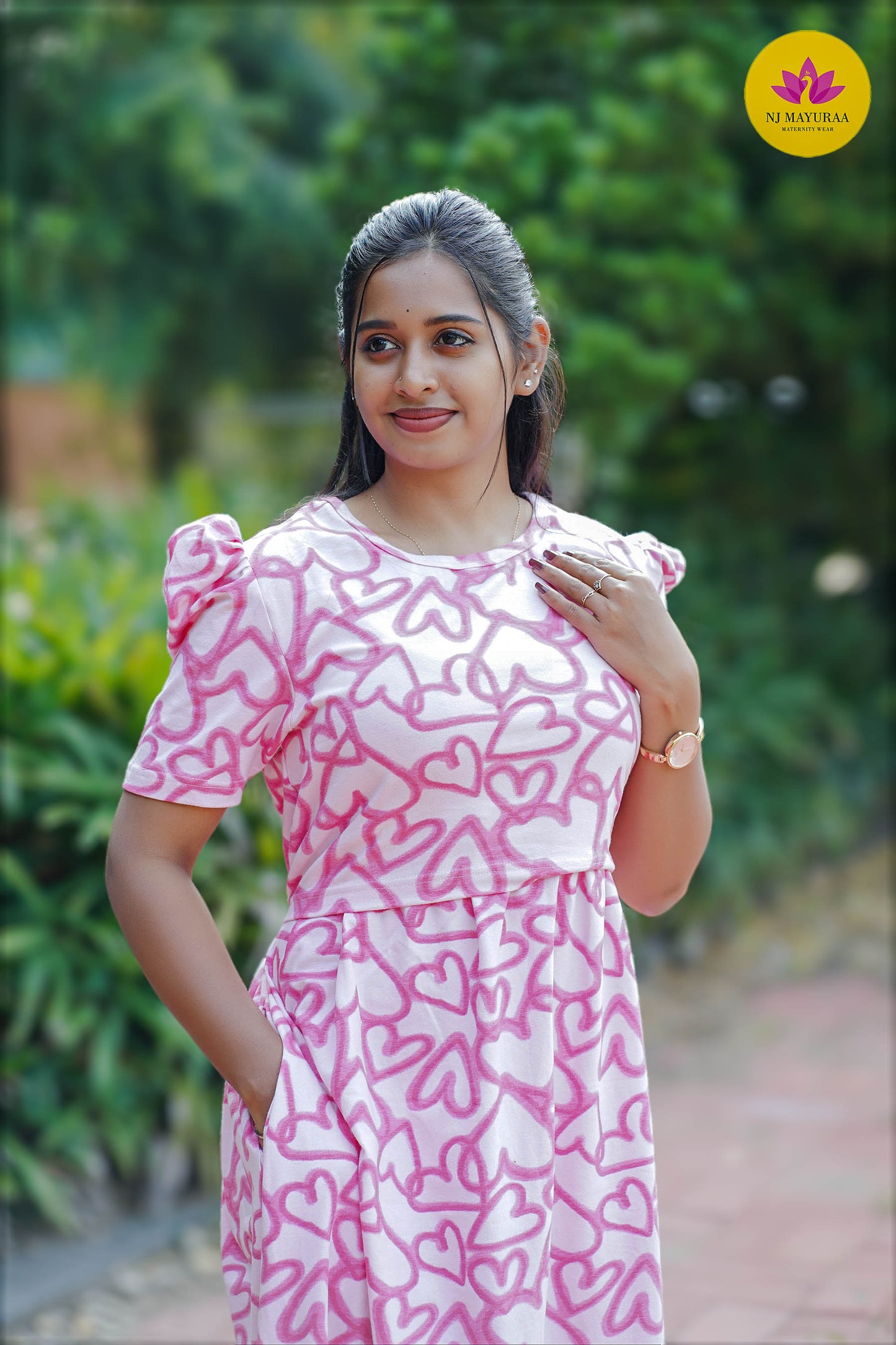 CUTE33-ZIPLESS MATERNITY WEAR PUFF SLEEVE