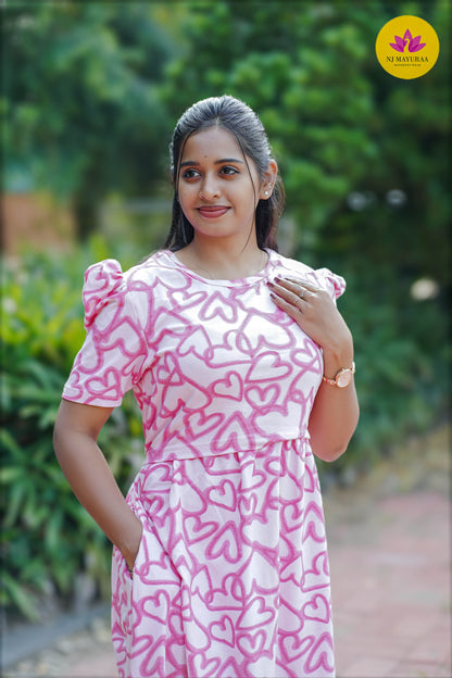 CUTE33-ZIPLESS MATERNITY WEAR PUFF SLEEVE
