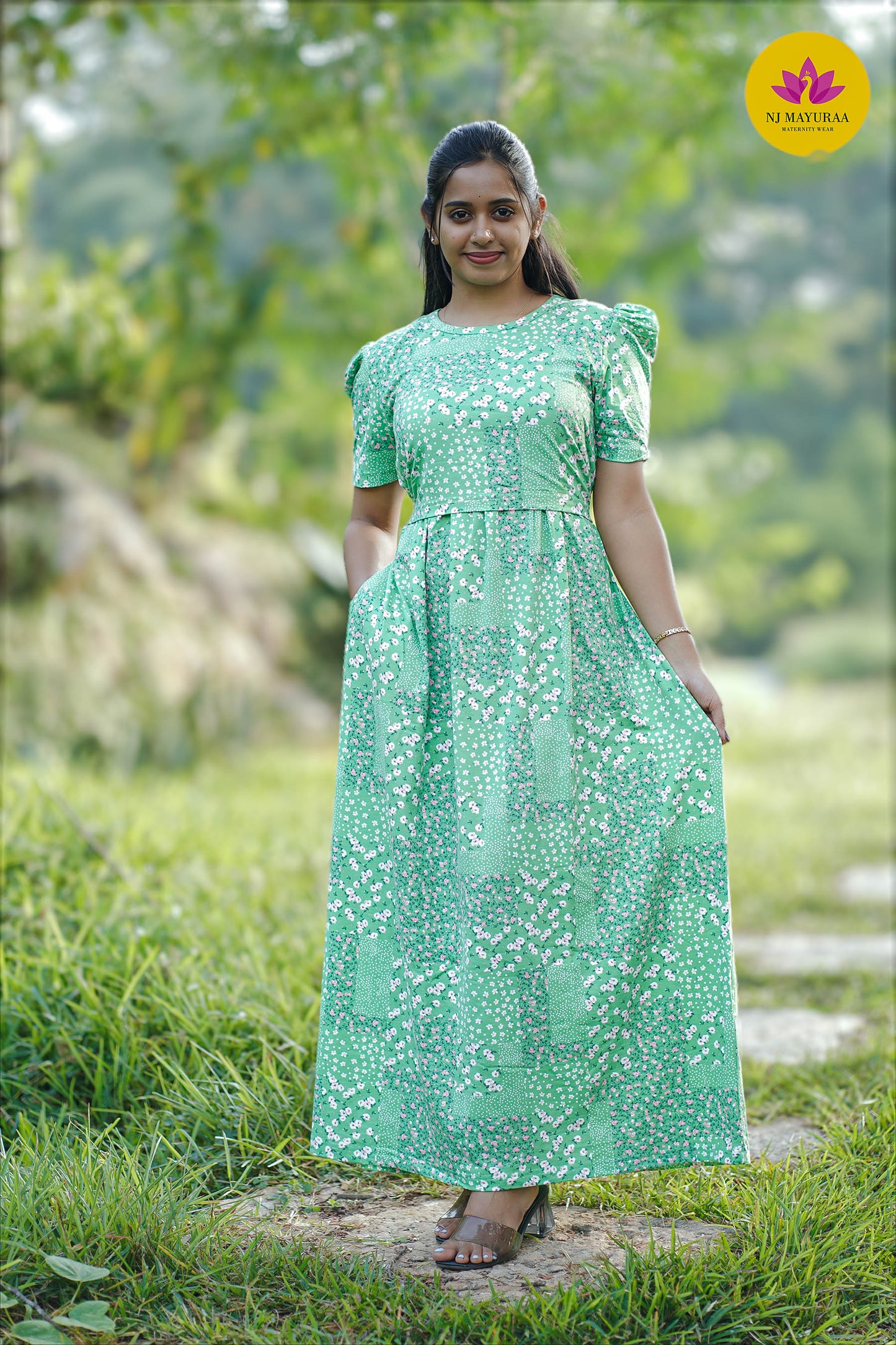 CUTE34-ZIPLESS MATERNITY WEAR PUFF SLEEVE