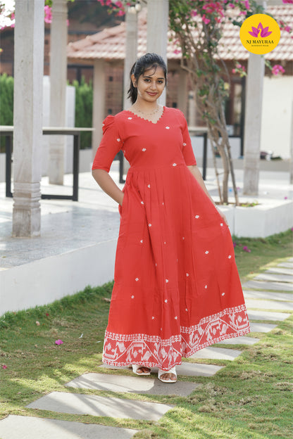valli 13 - kurti gown with lining 2 side zip  ( Feeding maternity)