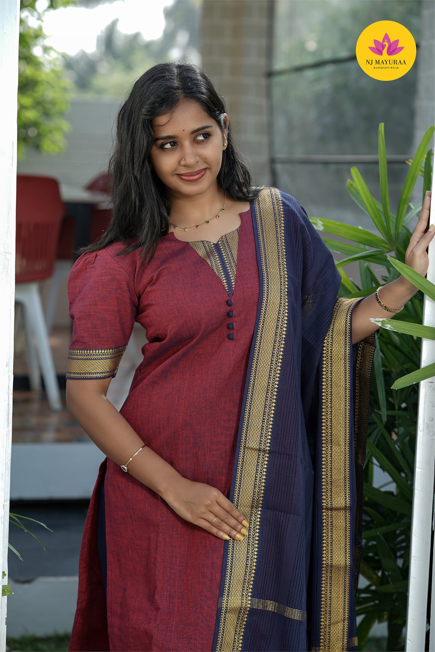 valli 7 - kurti set with dupatta with lining 2side zip( feeding maternity)