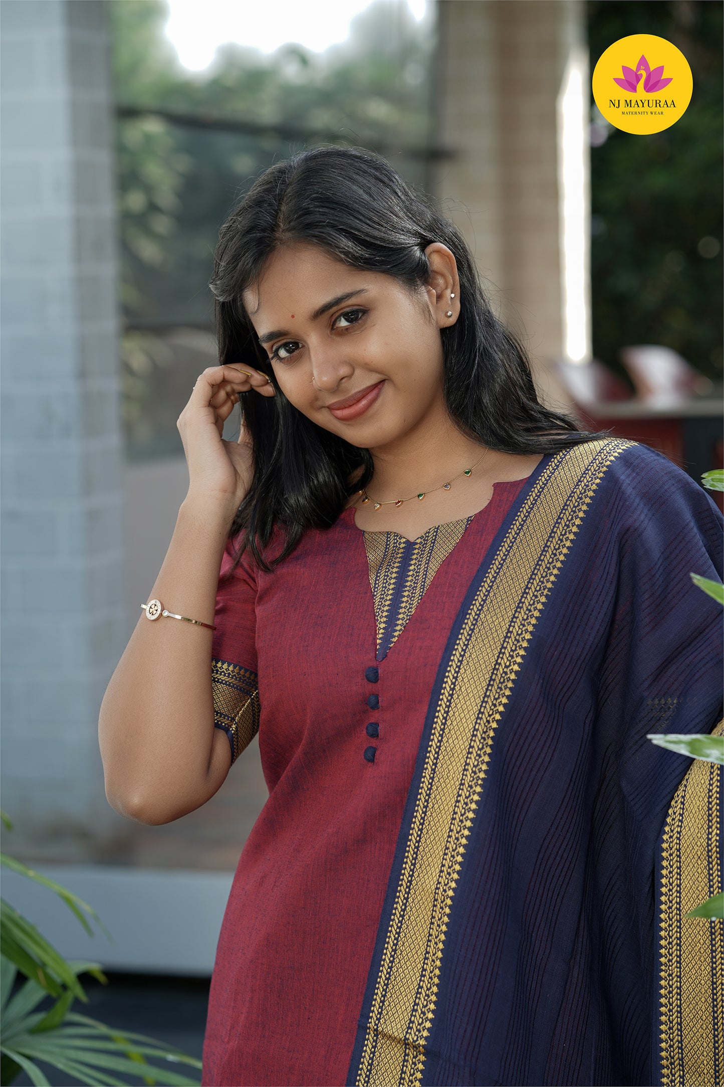 valli 7 - kurti set with dupatta with lining 2side zip( feeding maternity)