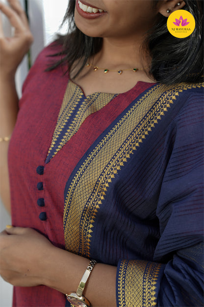 valli 7 - kurti set with dupatta with lining 2side zip( feeding maternity)