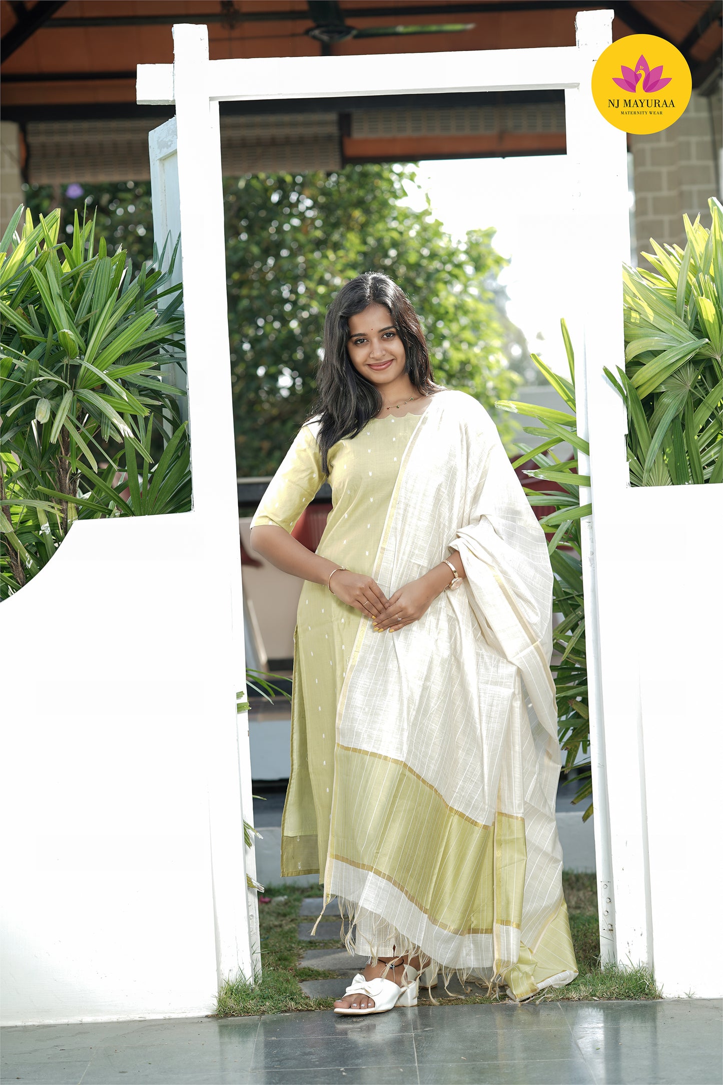 valli 8 - kurti set with dupatta with lining 2side zip ( feeding maternity)