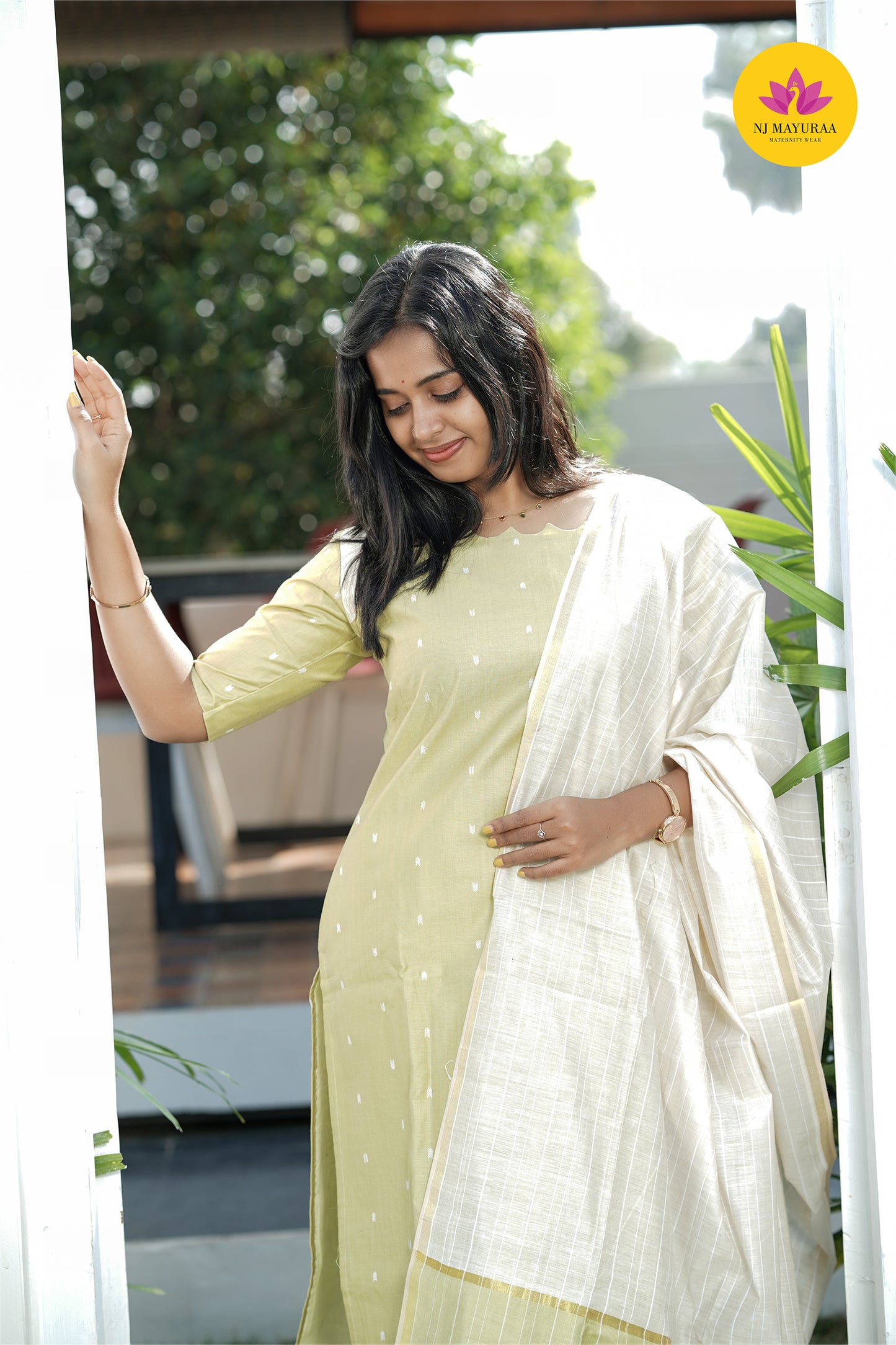 valli 8 - kurti set with dupatta with lining 2side zip ( feeding maternity)