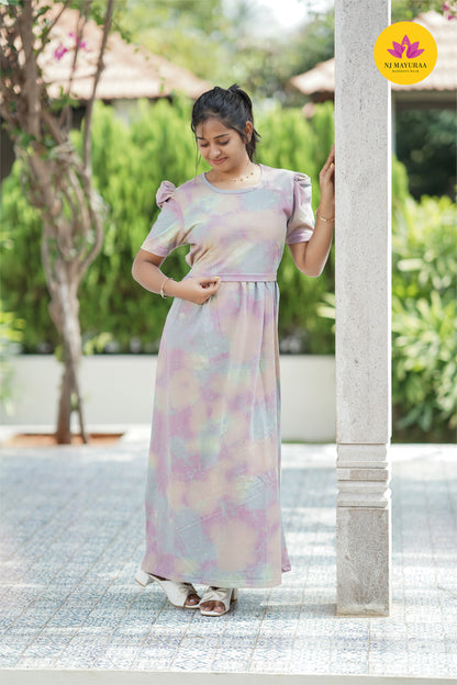 Valli 56 Glitter Fabric dye and Die -ZIPLESS MATERNITY WEAR PUFF SLEEVE