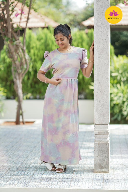 Valli 56 Glitter Fabric dye and Die -ZIPLESS MATERNITY WEAR PUFF SLEEVE