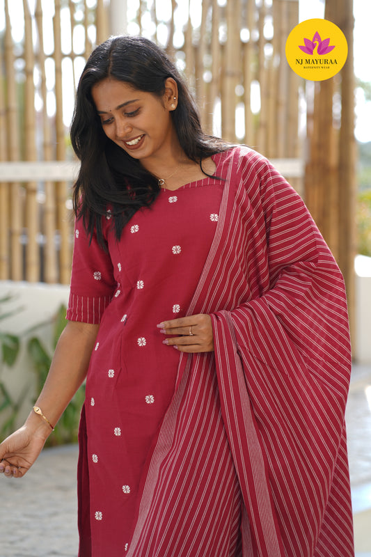 Hansi_01 - KURTI DHUPATTA SET( 2 Side Feeding Zip )