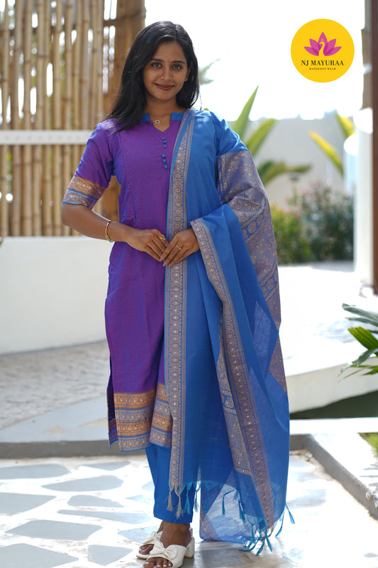 Hansi_02 - KURTI DHUPATTA SET( 2 Side Feeding Zip )
