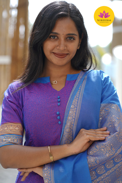 Hansi_02 - KURTI DHUPATTA SET( 2 Side Feeding Zip )