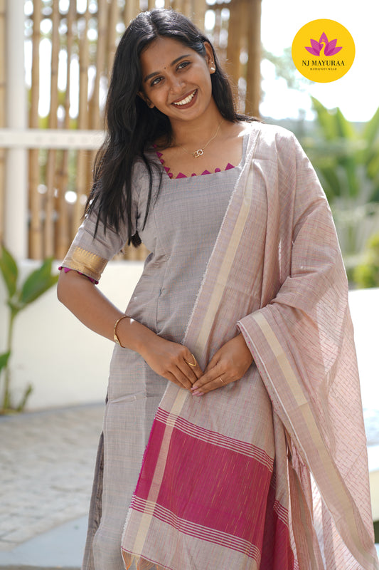 Hansi_04 - KURTI DHUPATTA SET( 2 Side Feeding Zip )