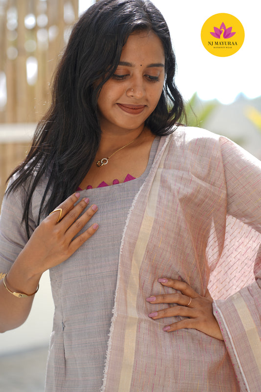 Hansi_04 - KURTI DHUPATTA SET( 2 Side Feeding Zip )